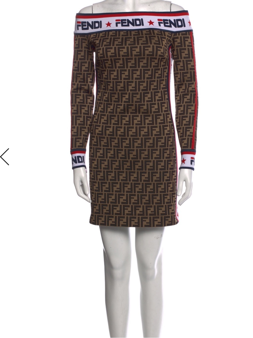 Fendi Brown FF Logo Off-Shoulder Knit Dress size 40- -S women